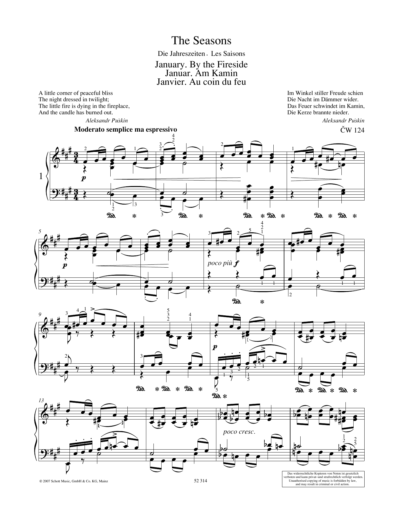 Pyotr Il'yich Tchaikovsky January Sheet Music Notes & Chords for Piano Solo - Download or Print PDF