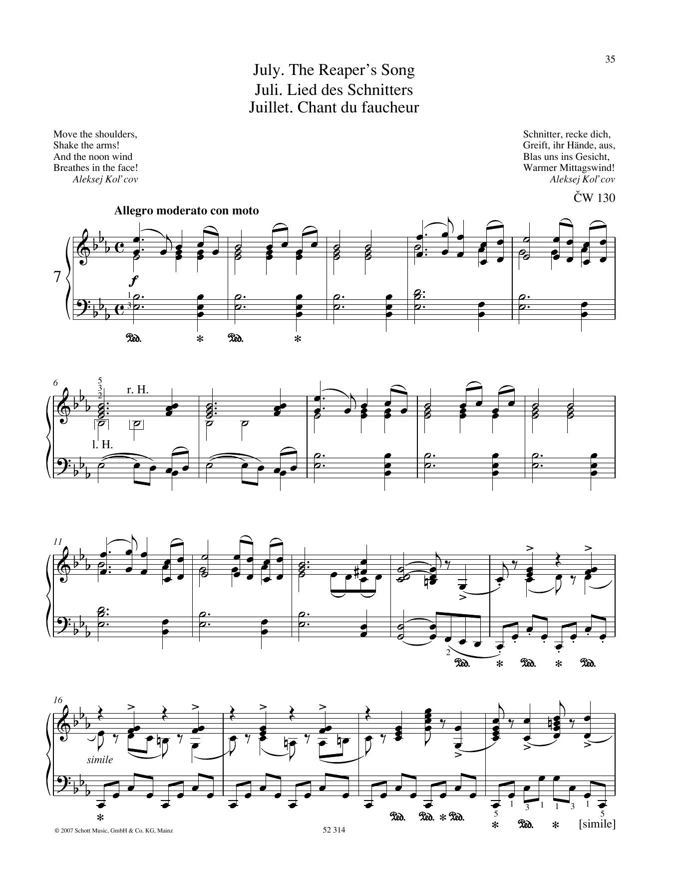 Pyotr Il'yich Tchaikovsky July Sheet Music Notes & Chords for Piano Solo - Download or Print PDF