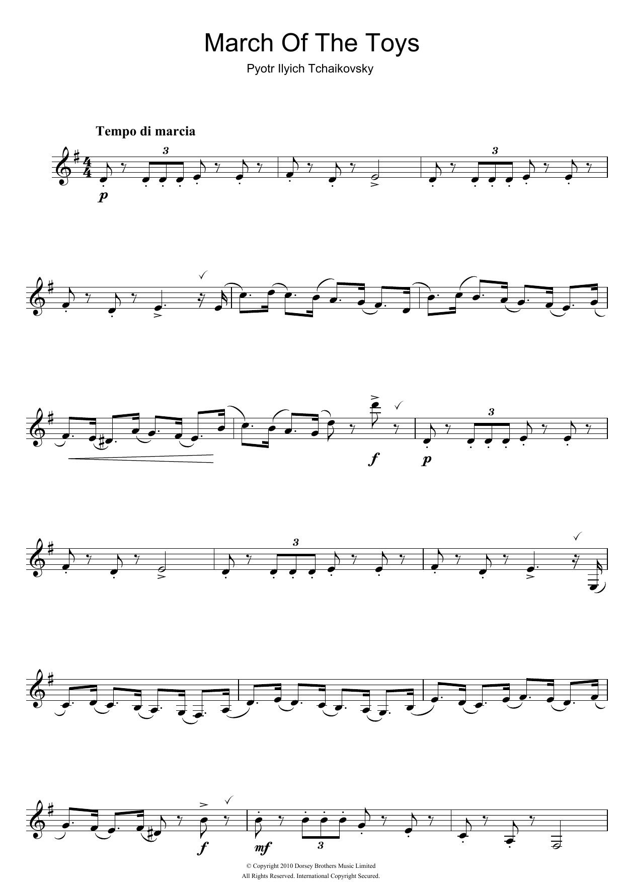 Pyotr Il'yich Tchaikovsky March Of The Toys (from The Nutcracker Suite) Sheet Music Notes & Chords for Clarinet - Download or Print PDF
