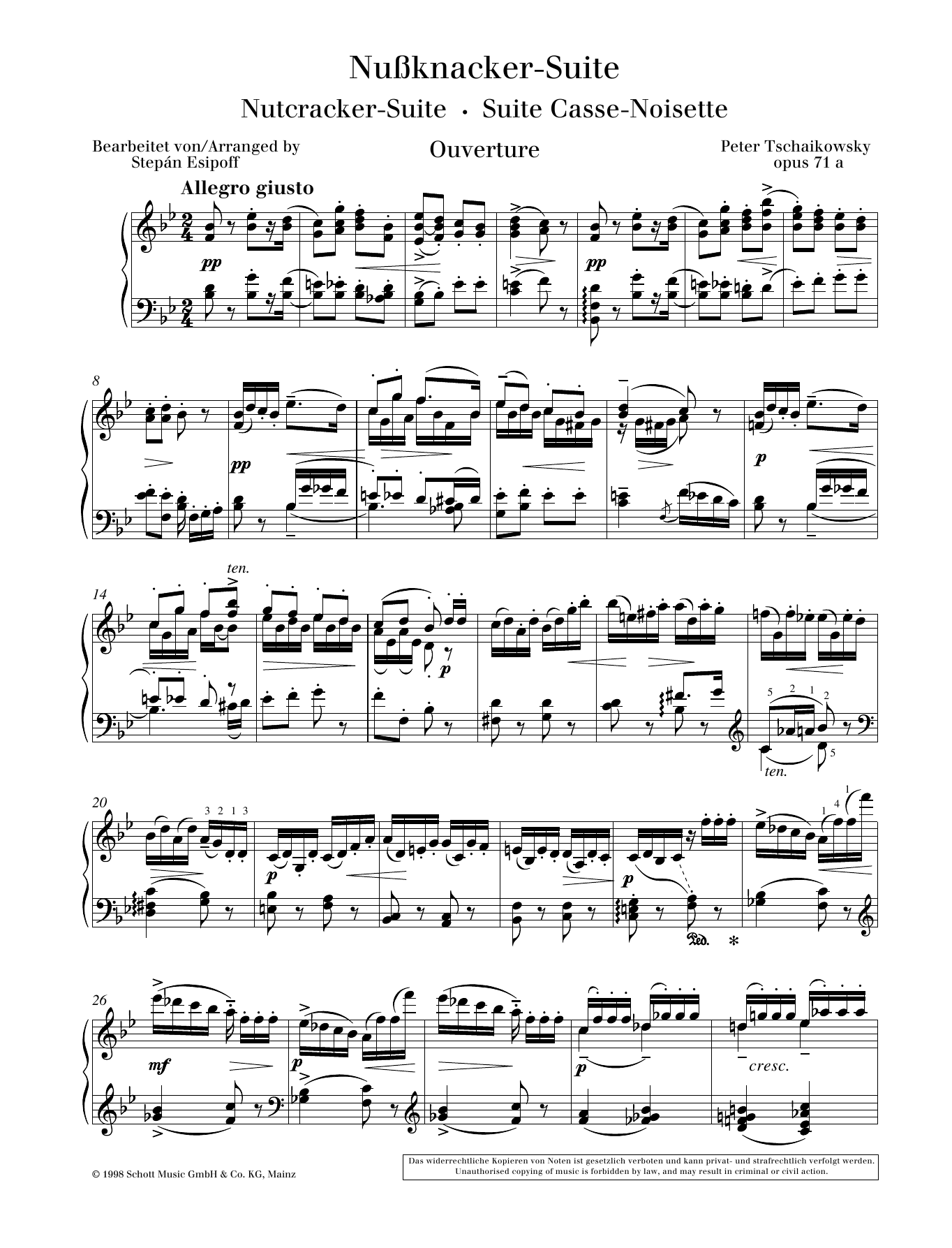 Pyotr Il'yich Tchaikovsky Ouverture Sheet Music Notes & Chords for Piano Solo - Download or Print PDF