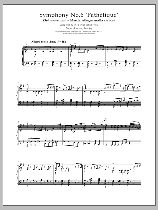 Pyotr Il'yich Tchaikovsky Pathetique (from The 6th Symphony) Sheet Music Notes & Chords for Piano - Download or Print PDF