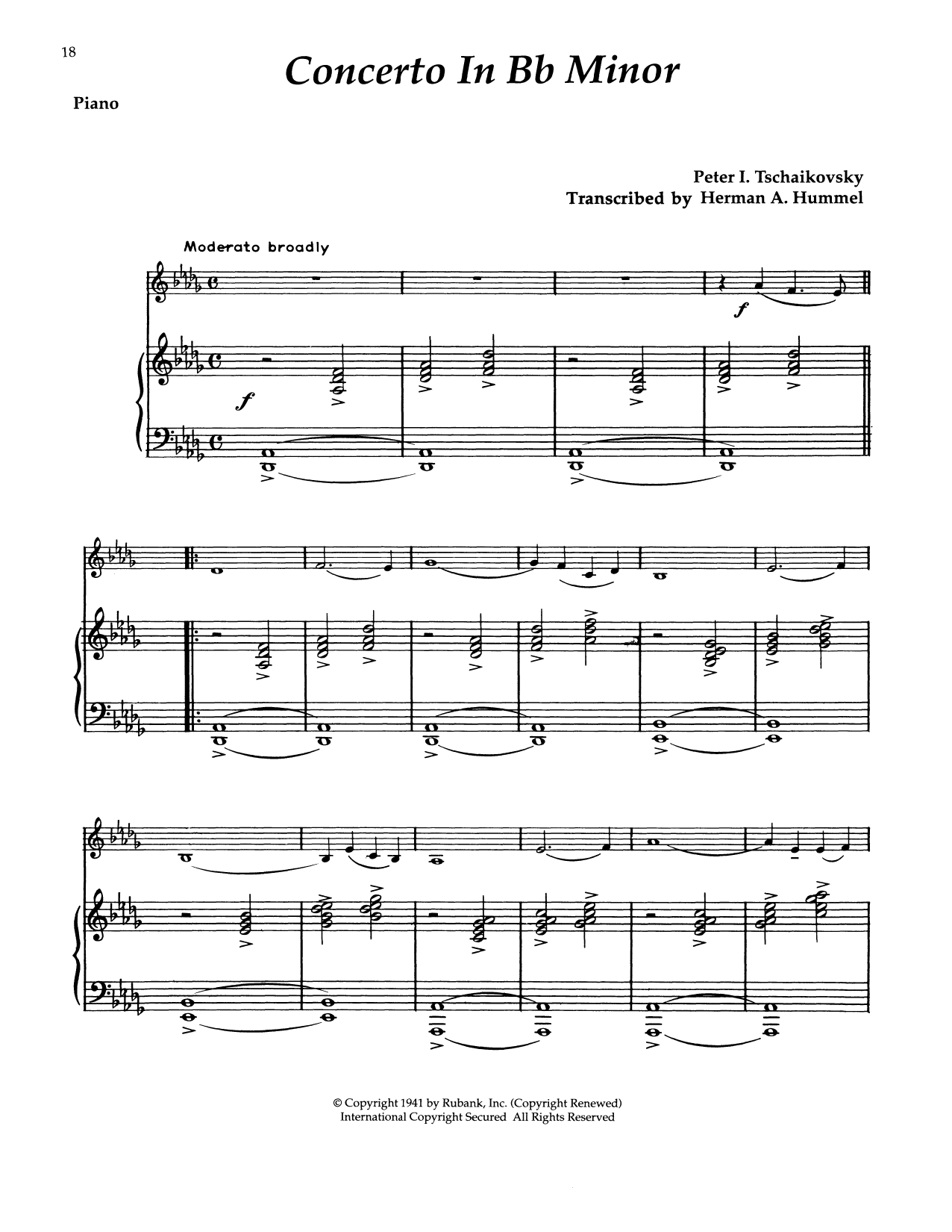 Pyotr Il'yich Tchaikovsky Piano Concerto No. 1 In B-Flat Major, Op. 23 Sheet Music Notes & Chords for Alto Sax and Piano - Download or Print PDF