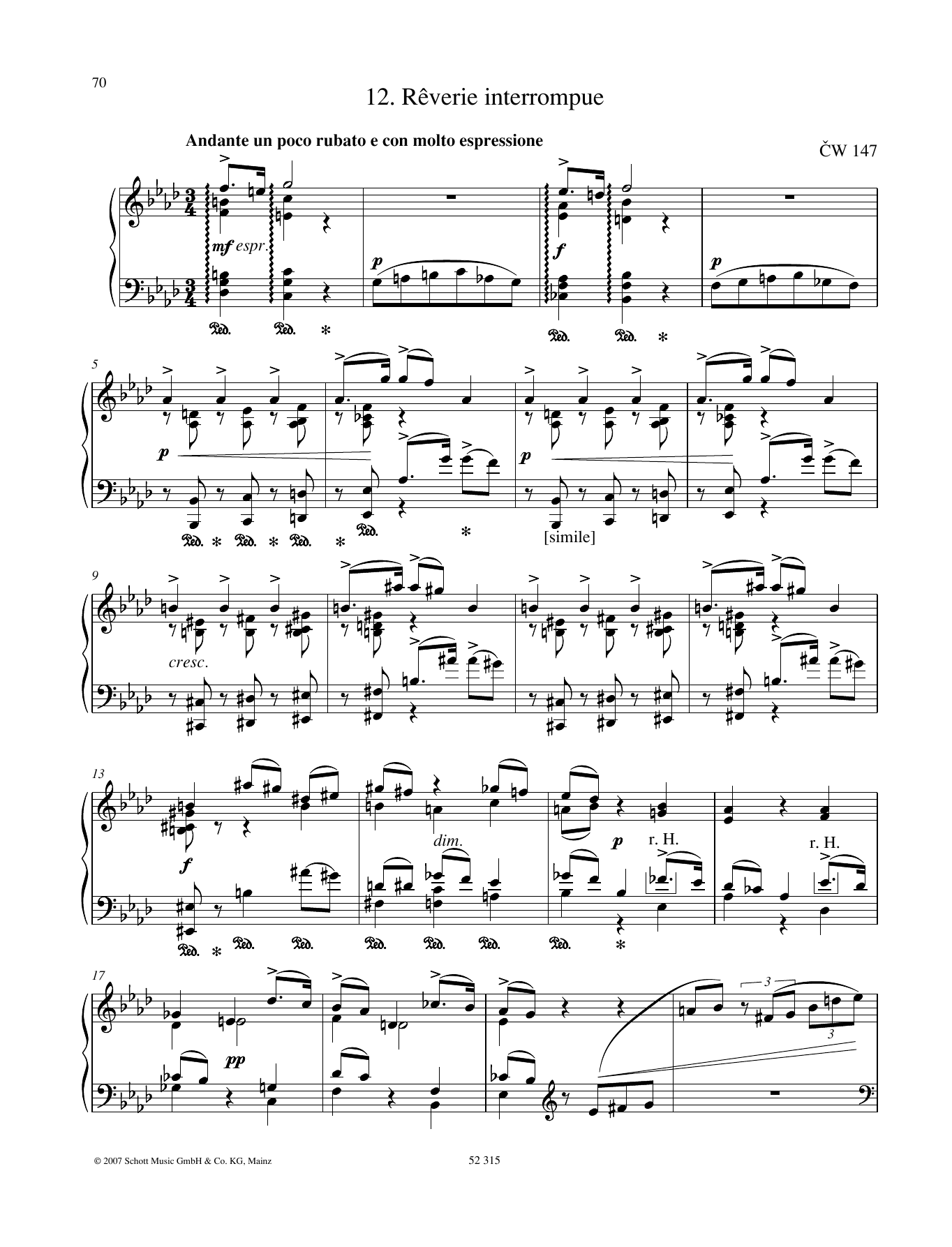 Pyotr Il'yich Tchaikovsky Rêverie interrompue Sheet Music Notes & Chords for Piano Solo - Download or Print PDF