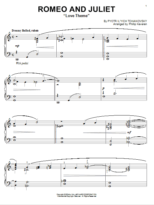 Pyotr Il'yich Tchaikovsky Romeo And Juliet (Love Theme) [Jazz version] (arr. Phillip Keveren) Sheet Music Notes & Chords for Piano - Download or Print PDF