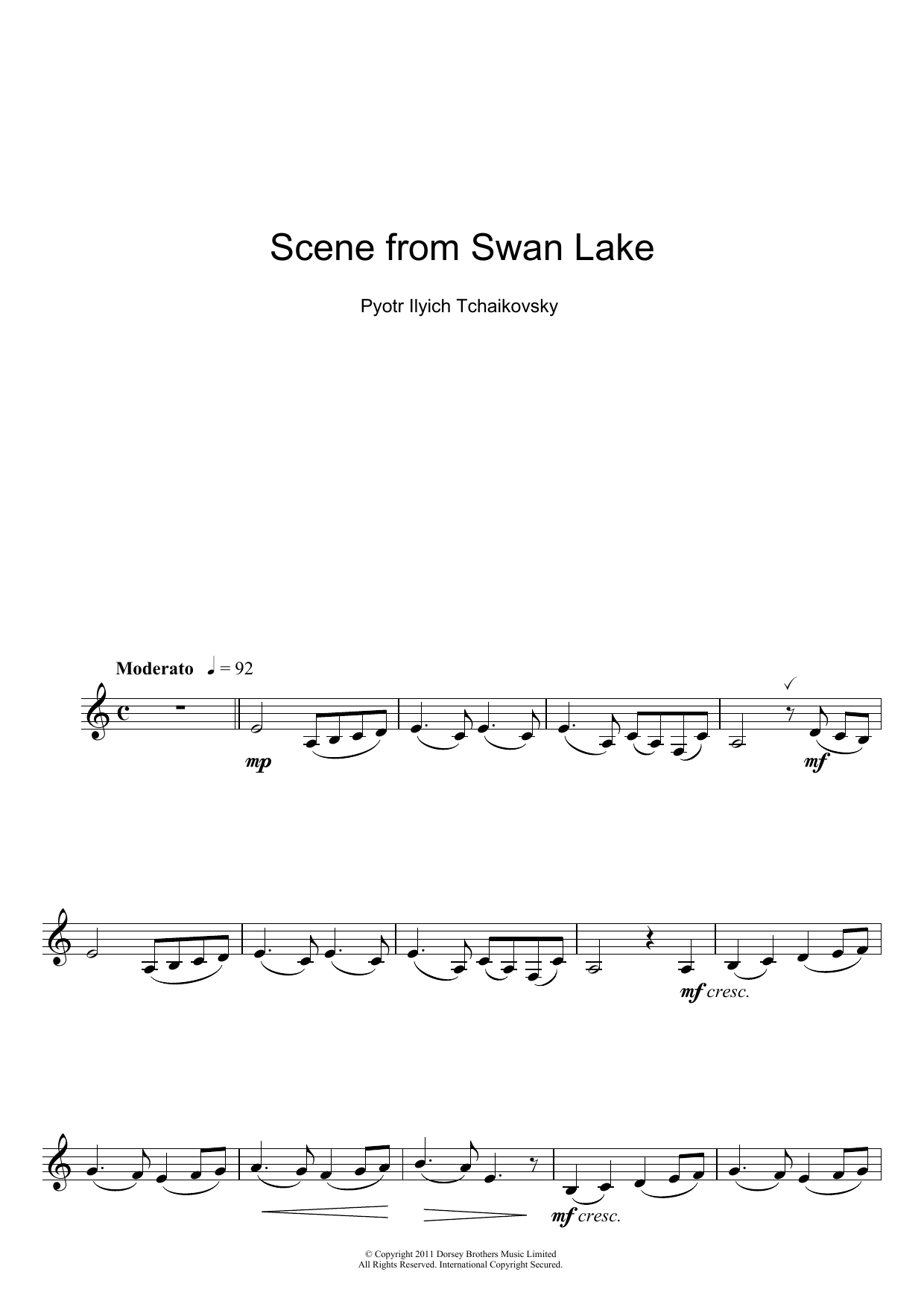 Pyotr Il'yich Tchaikovsky Scene from Swan Lake Sheet Music Notes & Chords for Clarinet - Download or Print PDF