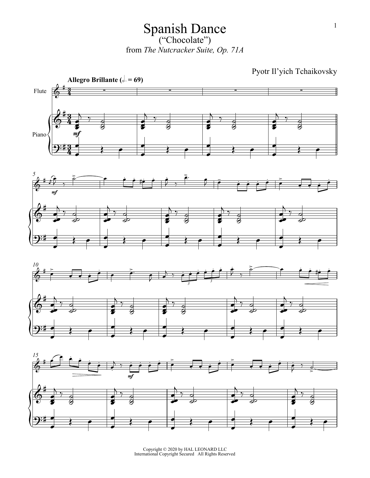 Pyotr Il'yich Tchaikovsky Spanish Dance (from The Nutcracker) Sheet Music Notes & Chords for Clarinet and Piano - Download or Print PDF