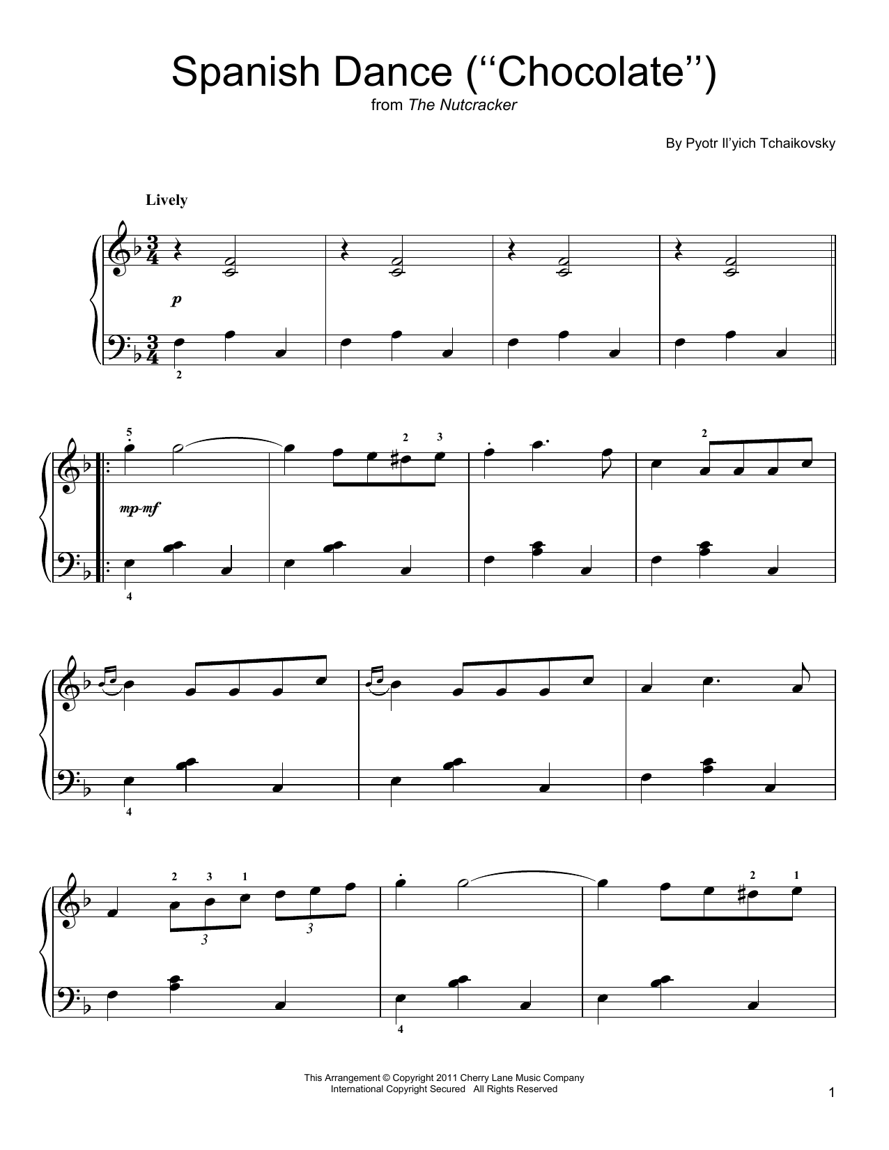 Pyotr Il'yich Tchaikovsky Spanish Dance Sheet Music Notes & Chords for Easy Piano - Download or Print PDF