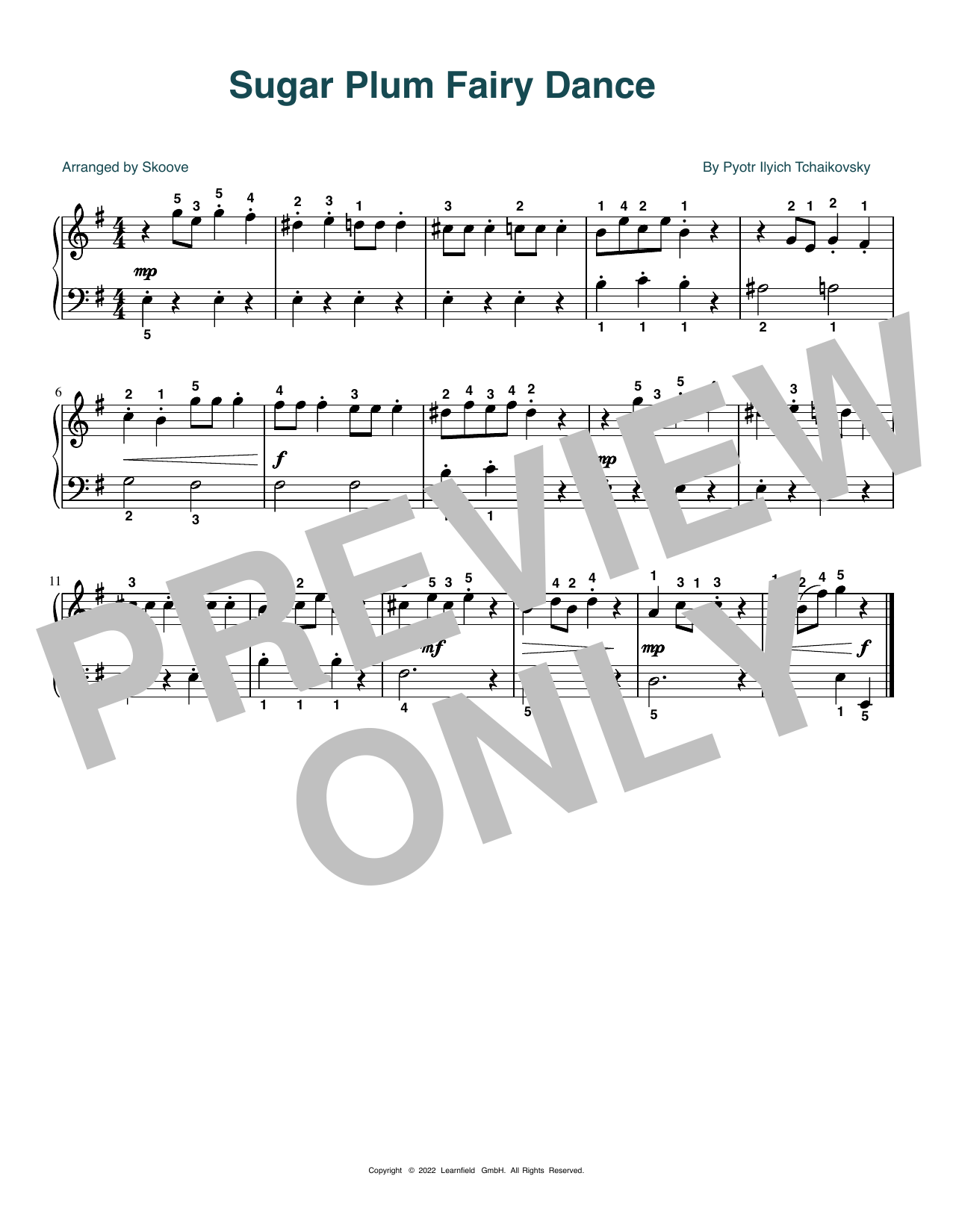 Pyotr Il'yich Tchaikovsky Sugar Plum Fairy Dance (arr. Skoove) Sheet Music Notes & Chords for Beginner Piano (Abridged) - Download or Print PDF