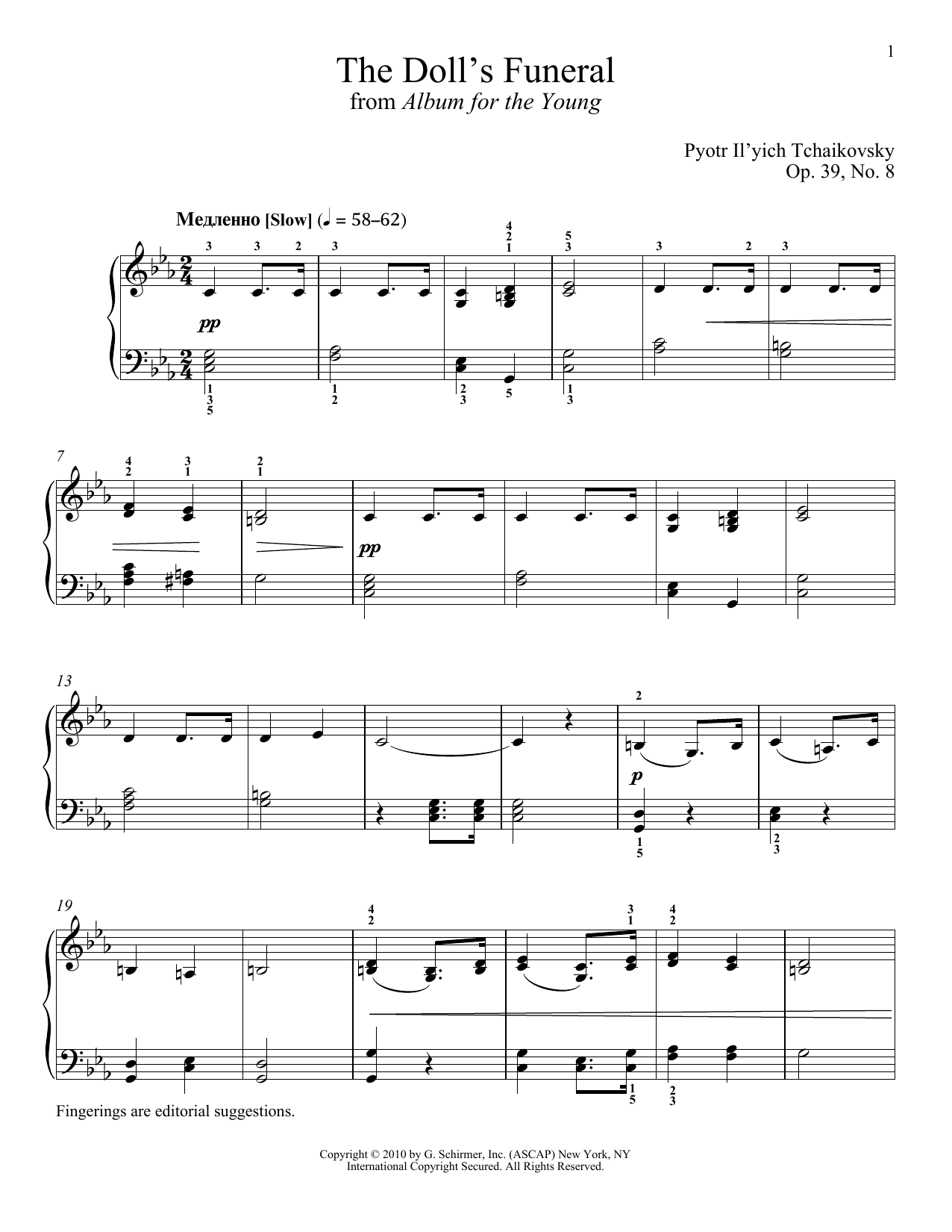 Pyotr Il'yich Tchaikovsky The Doll's Funeral Sheet Music Notes & Chords for Piano - Download or Print PDF