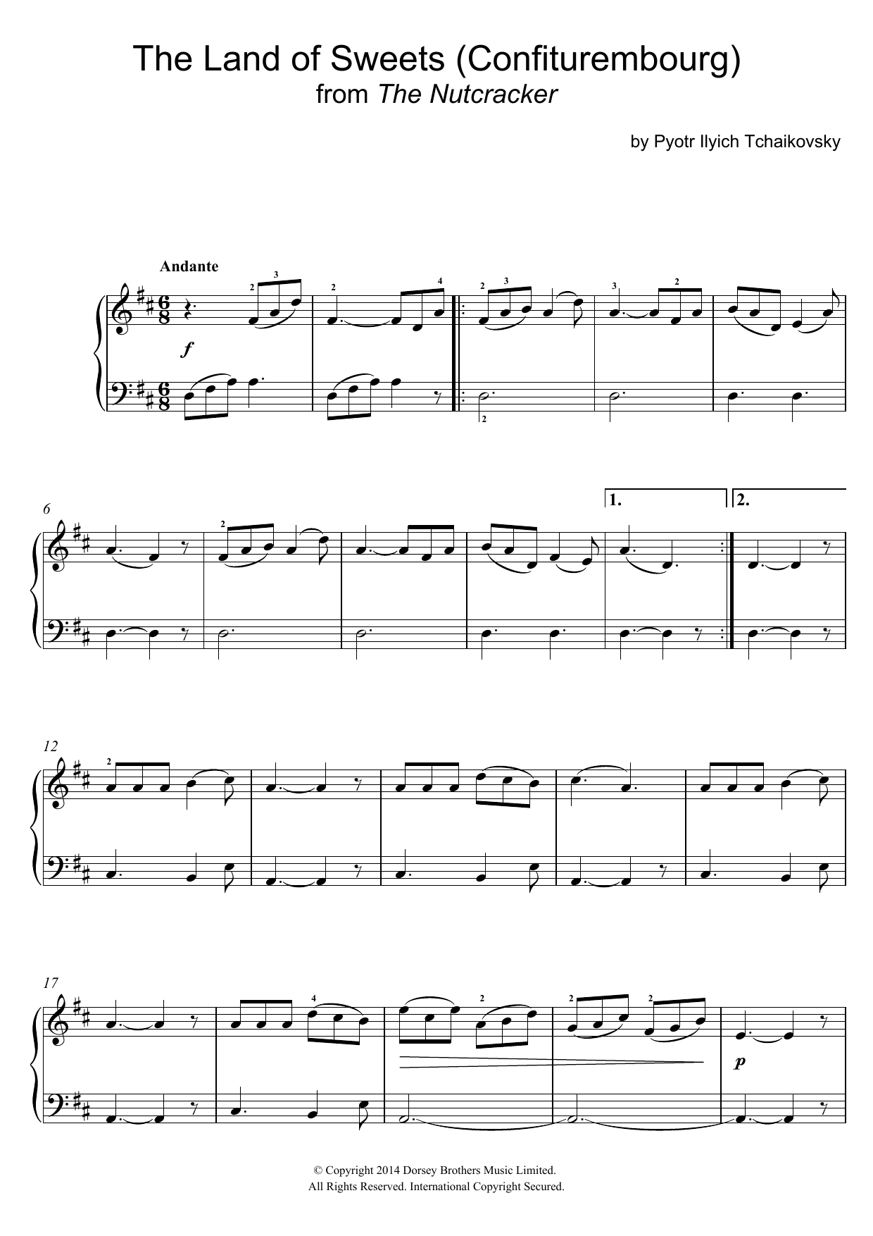 Pyotr Ilyich Tchaikovsky The Land Of Sweets (Confiturembourg) Sheet Music Notes & Chords for Easy Piano - Download or Print PDF