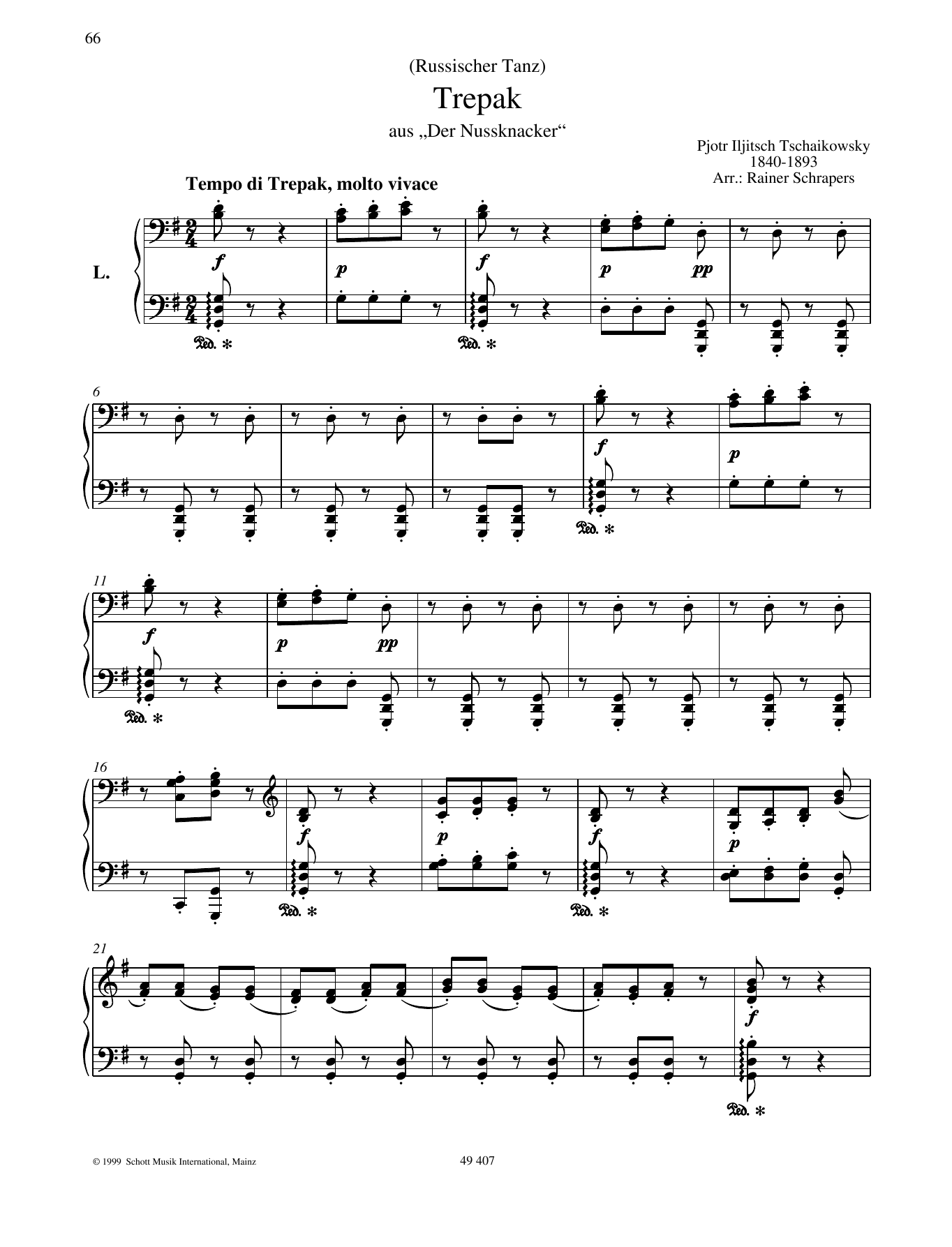 Pyotr Il'yich Tchaikovsky Trepak Sheet Music Notes & Chords for Piano Duet - Download or Print PDF