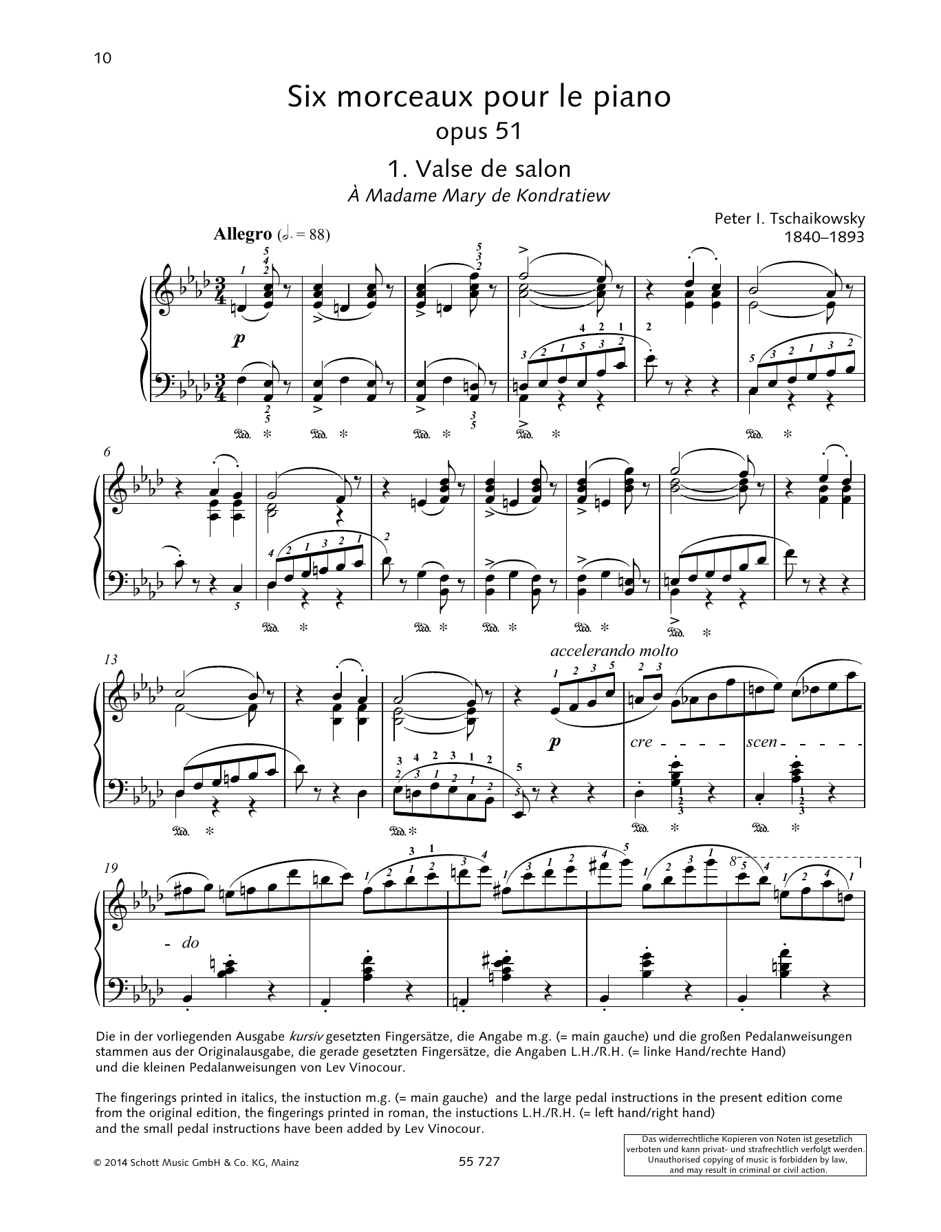 Pyotr Il'yich Tchaikovsky Valse de Salon Sheet Music Notes & Chords for Piano Solo - Download or Print PDF