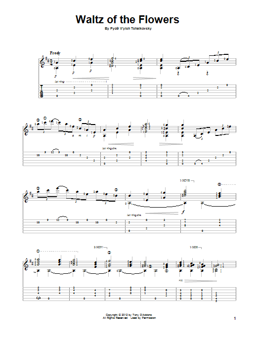 Tony D'Addono Waltz Of The Flowers Sheet Music Notes & Chords for Guitar Tab - Download or Print PDF