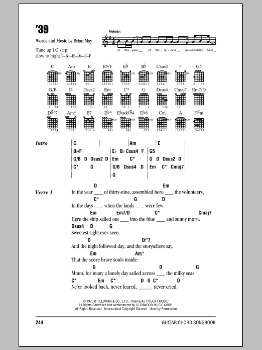 Queen '39 Sheet Music Notes & Chords for Guitar Lead Sheet - Download or Print PDF