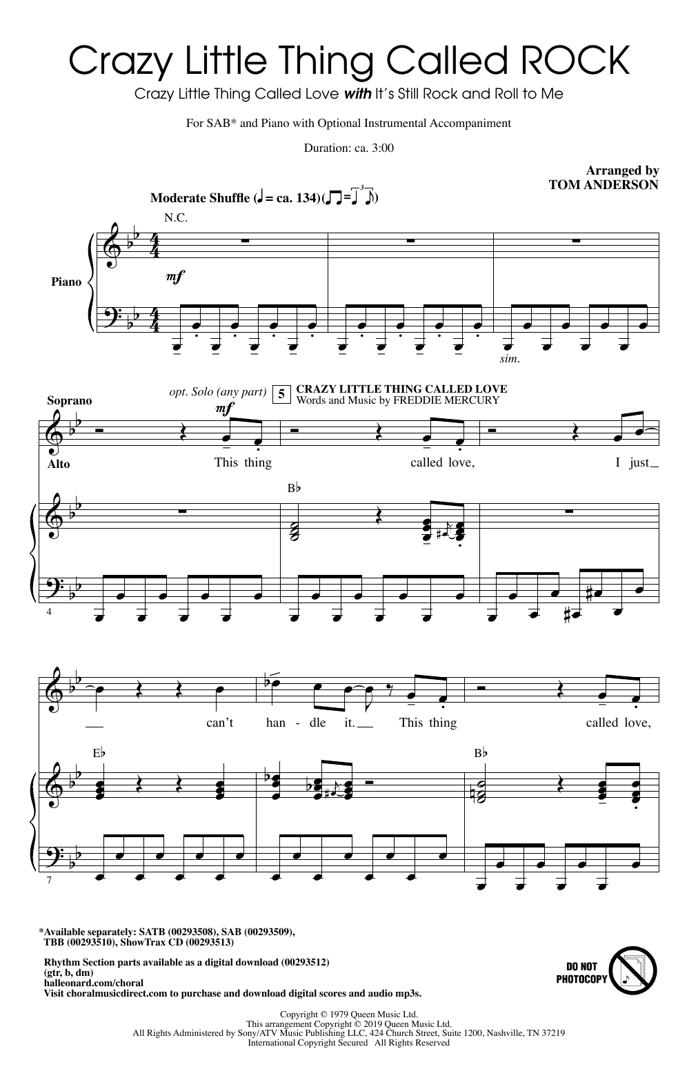 Queen & Billy Joel Crazy Little Thing Called ROCK (arr. Tom Anderson) Sheet Music Notes & Chords for SATB Choir - Download or Print PDF