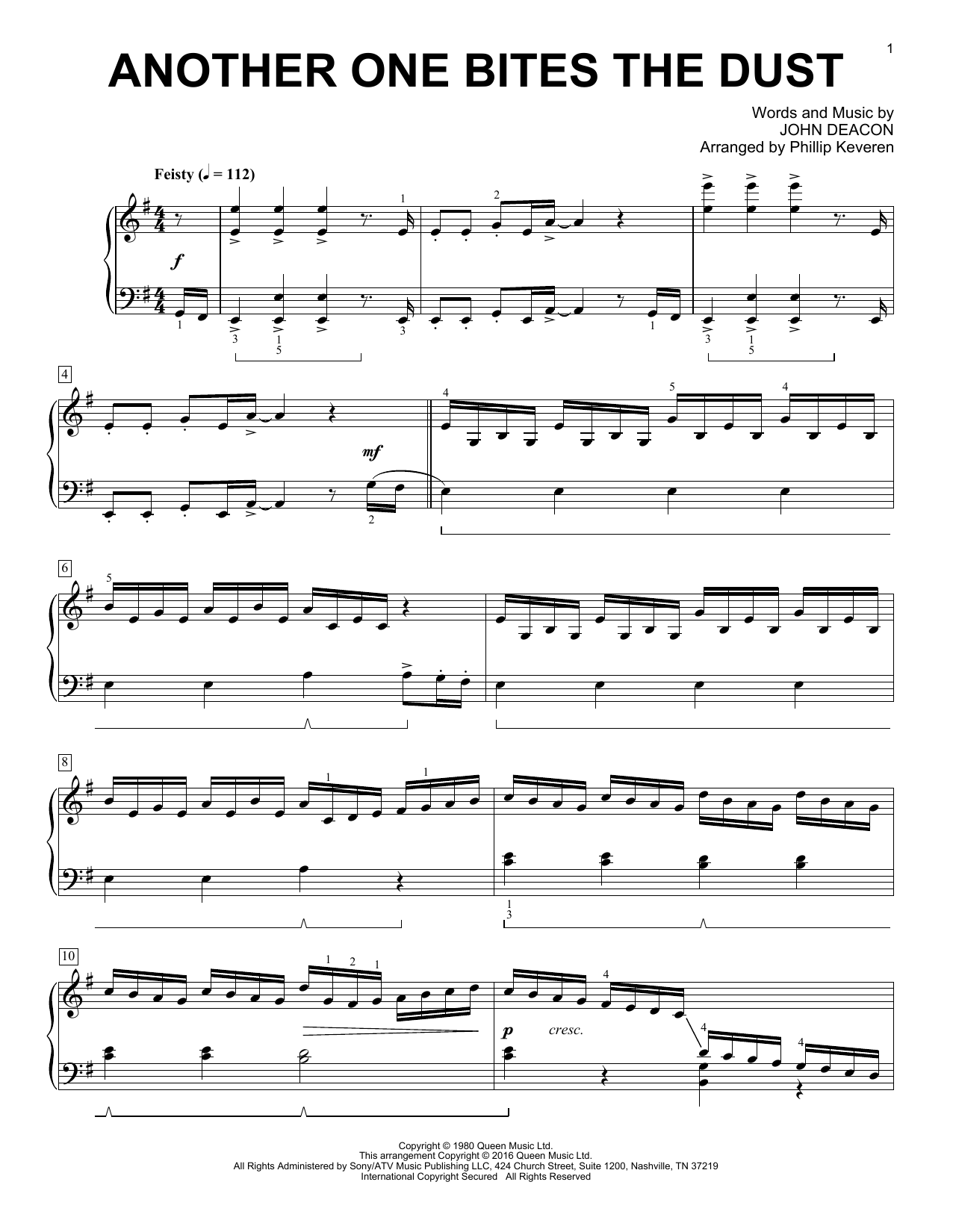 Queen Another One Bites The Dust [Classical version] (arr. Phillip Keveren) Sheet Music Notes & Chords for Piano - Download or Print PDF