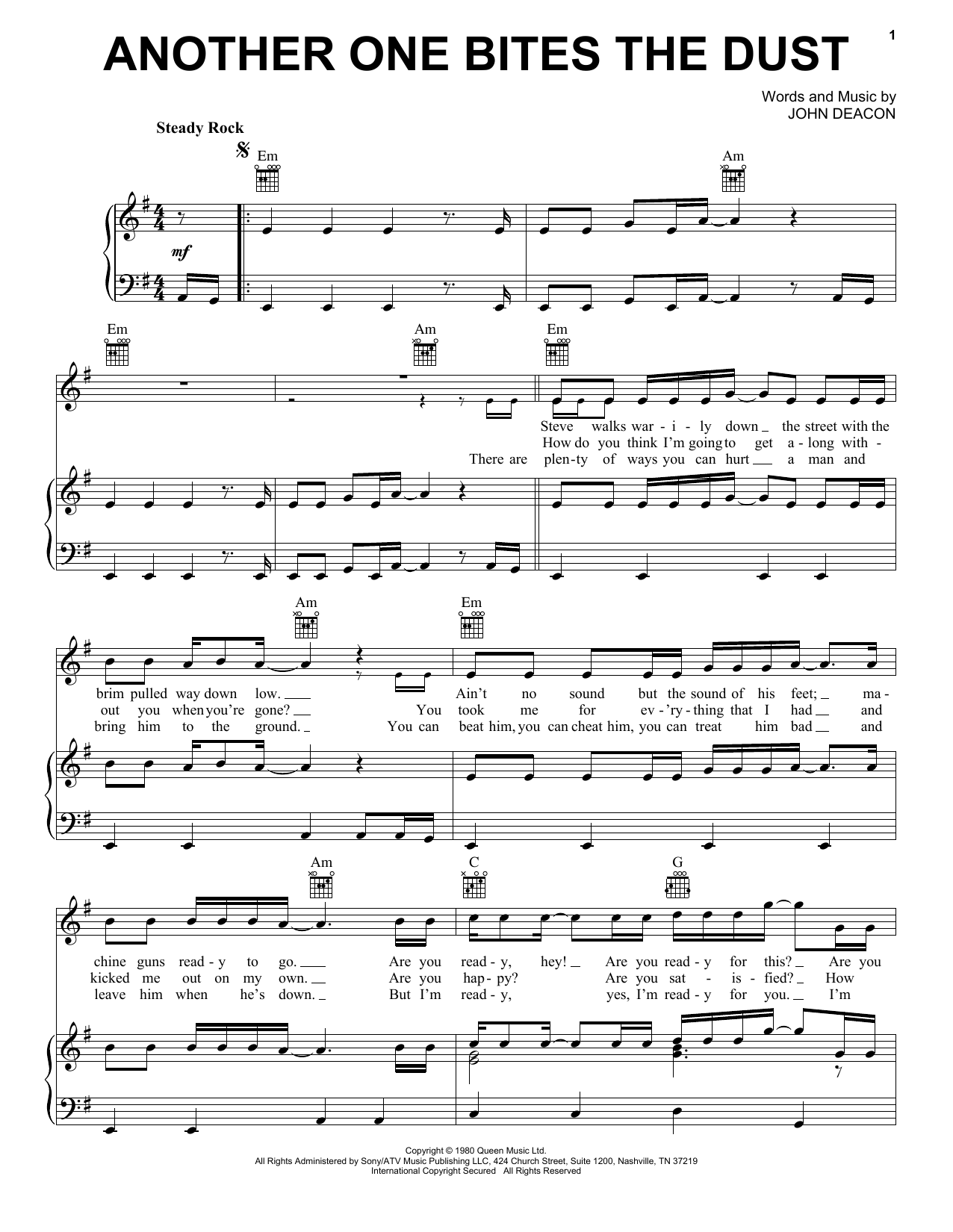 Queen Another One Bites The Dust Sheet Music Notes & Chords for Violin - Download or Print PDF