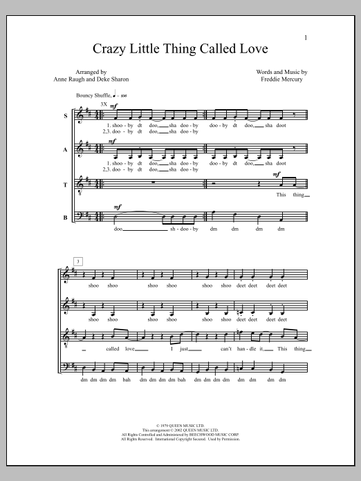 Queen Crazy Little Thing Called Love (arr. Deke Sharon) Sheet Music Notes & Chords for Choral - Download or Print PDF