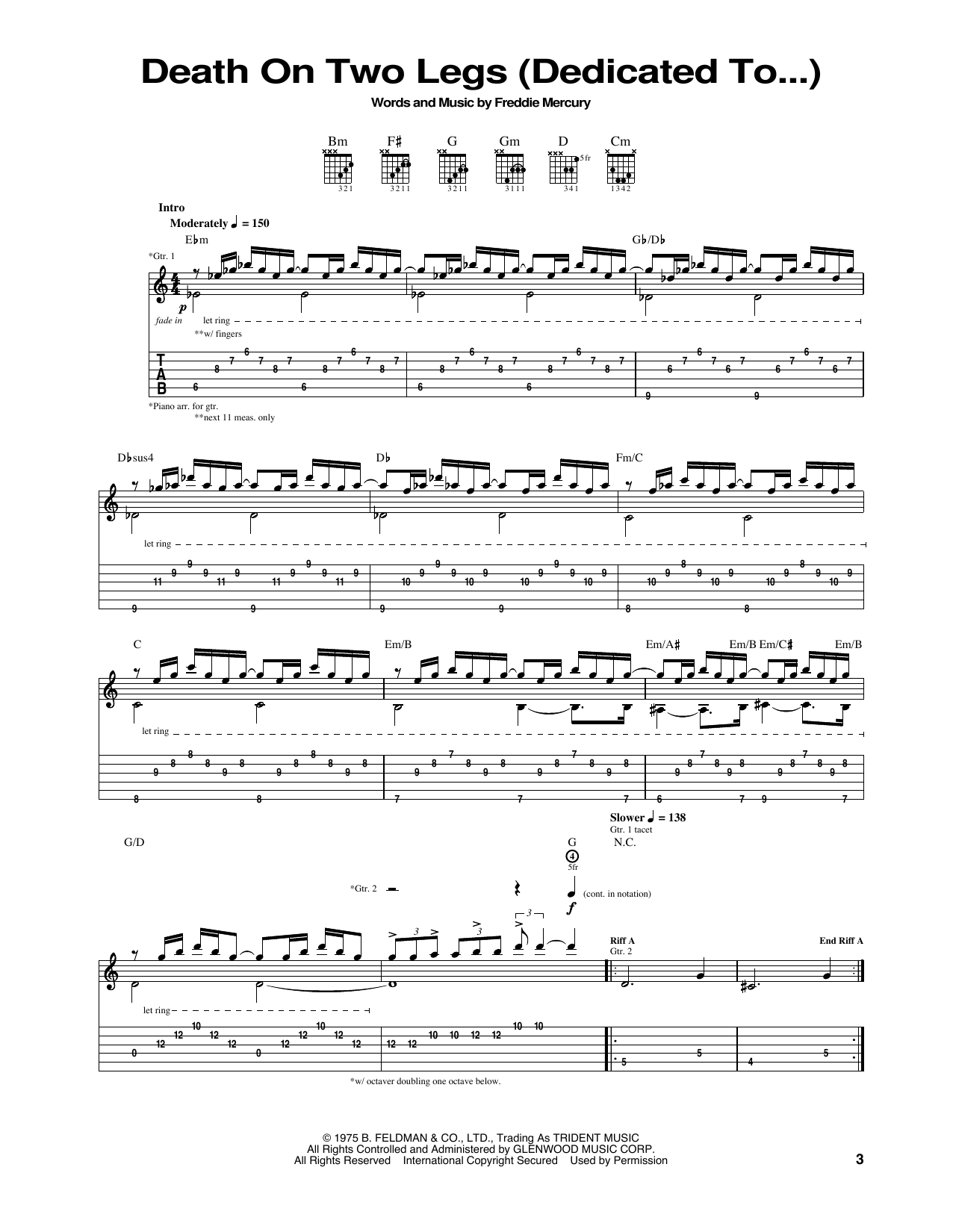 Queen Death On Two Legs Sheet Music Notes & Chords for Keyboard Transcription - Download or Print PDF