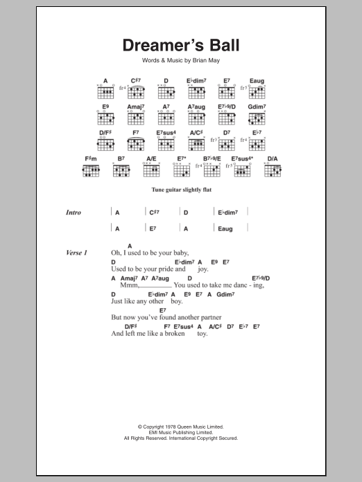 Queen Dreamer's Ball Sheet Music Notes & Chords for Lyrics & Chords - Download or Print PDF