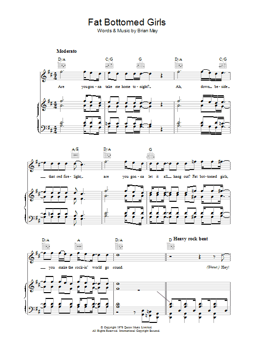 Queen Fat Bottomed Girls Sheet Music Notes & Chords for Guitar Tab Play-Along - Download or Print PDF
