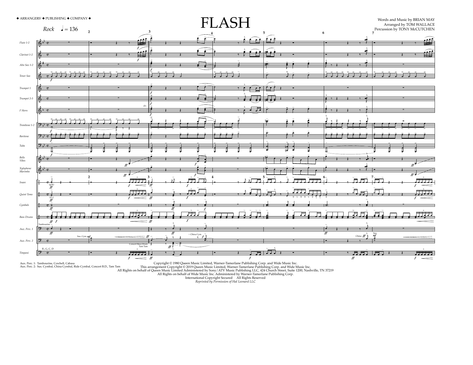 Queen Flash (arr. Tom Wallace) - Full Score Sheet Music Notes & Chords for Marching Band - Download or Print PDF