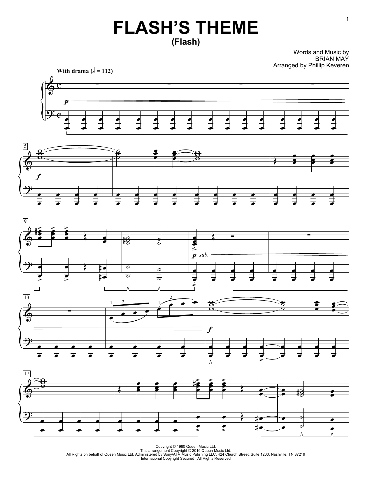 Queen Flash's Theme (Flash) [Classical version] (arr. Phillip Keveren) Sheet Music Notes & Chords for Piano - Download or Print PDF