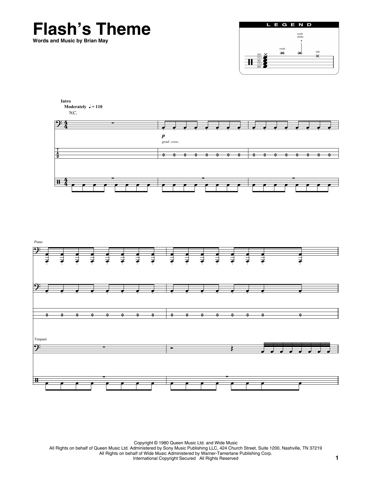 Queen Flash's Theme Sheet Music Notes & Chords for Transcribed Score - Download or Print PDF