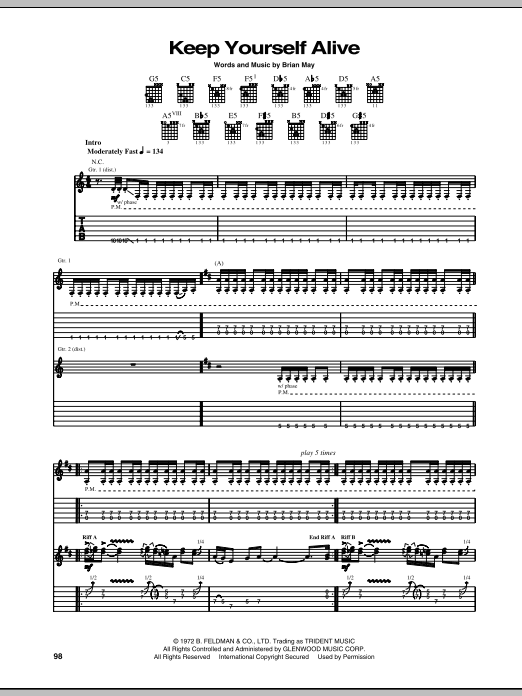 Queen Keep Yourself Alive Sheet Music Notes & Chords for Super Easy Piano - Download or Print PDF
