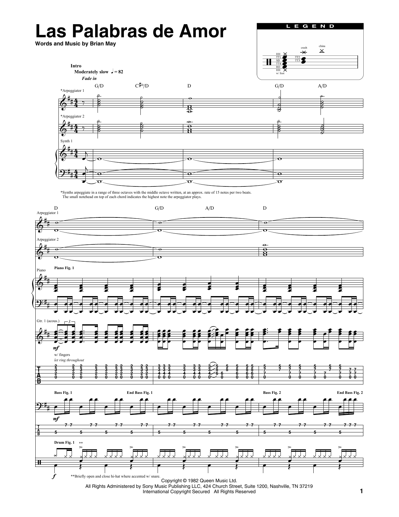 Queen Las Palabras De Amor Sheet Music Notes & Chords for Transcribed Score - Download or Print PDF