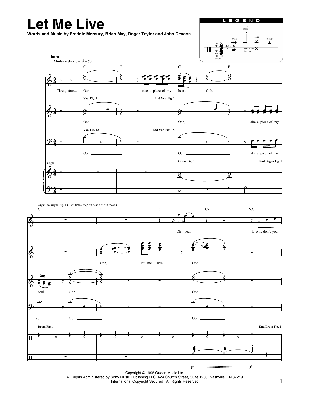 Queen Let Me Live Sheet Music Notes & Chords for Transcribed Score - Download or Print PDF