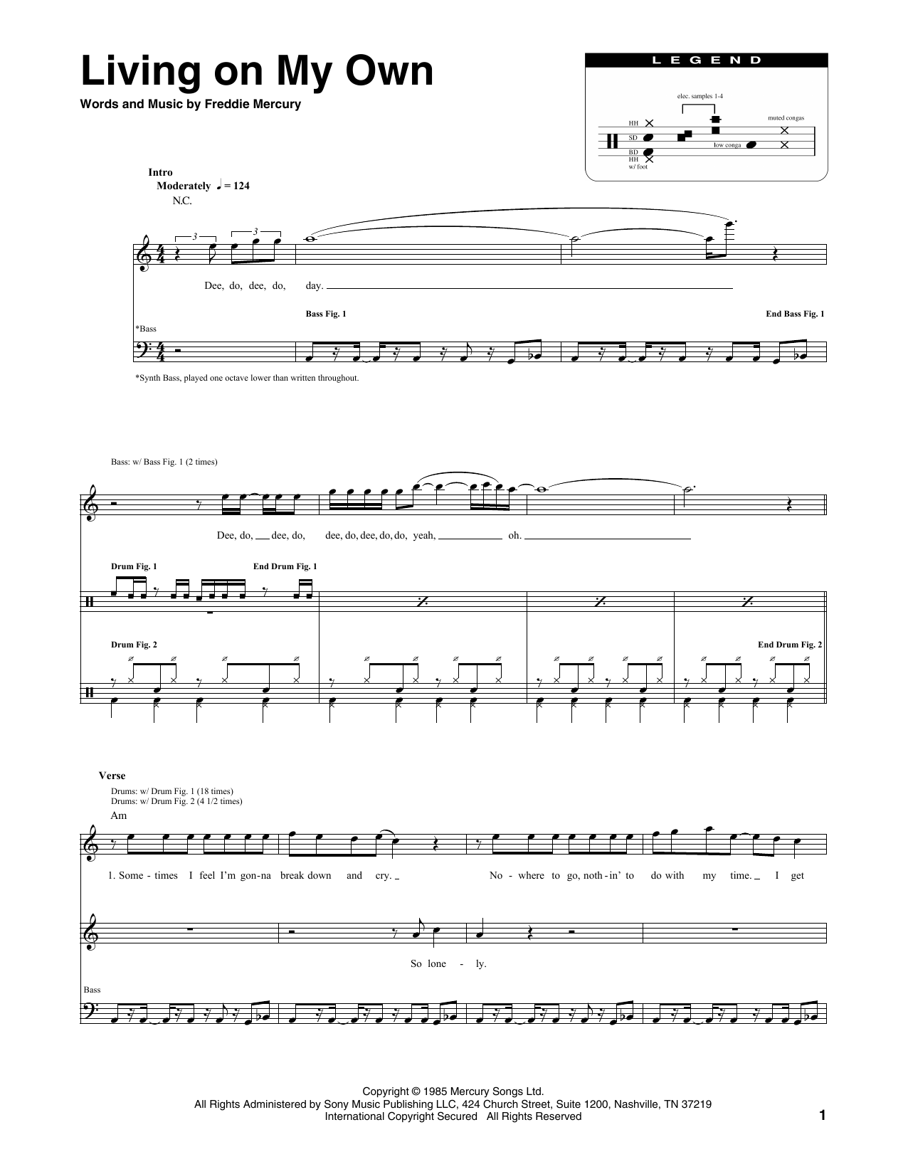 Queen Living On My Own Sheet Music Notes & Chords for Transcribed Score - Download or Print PDF