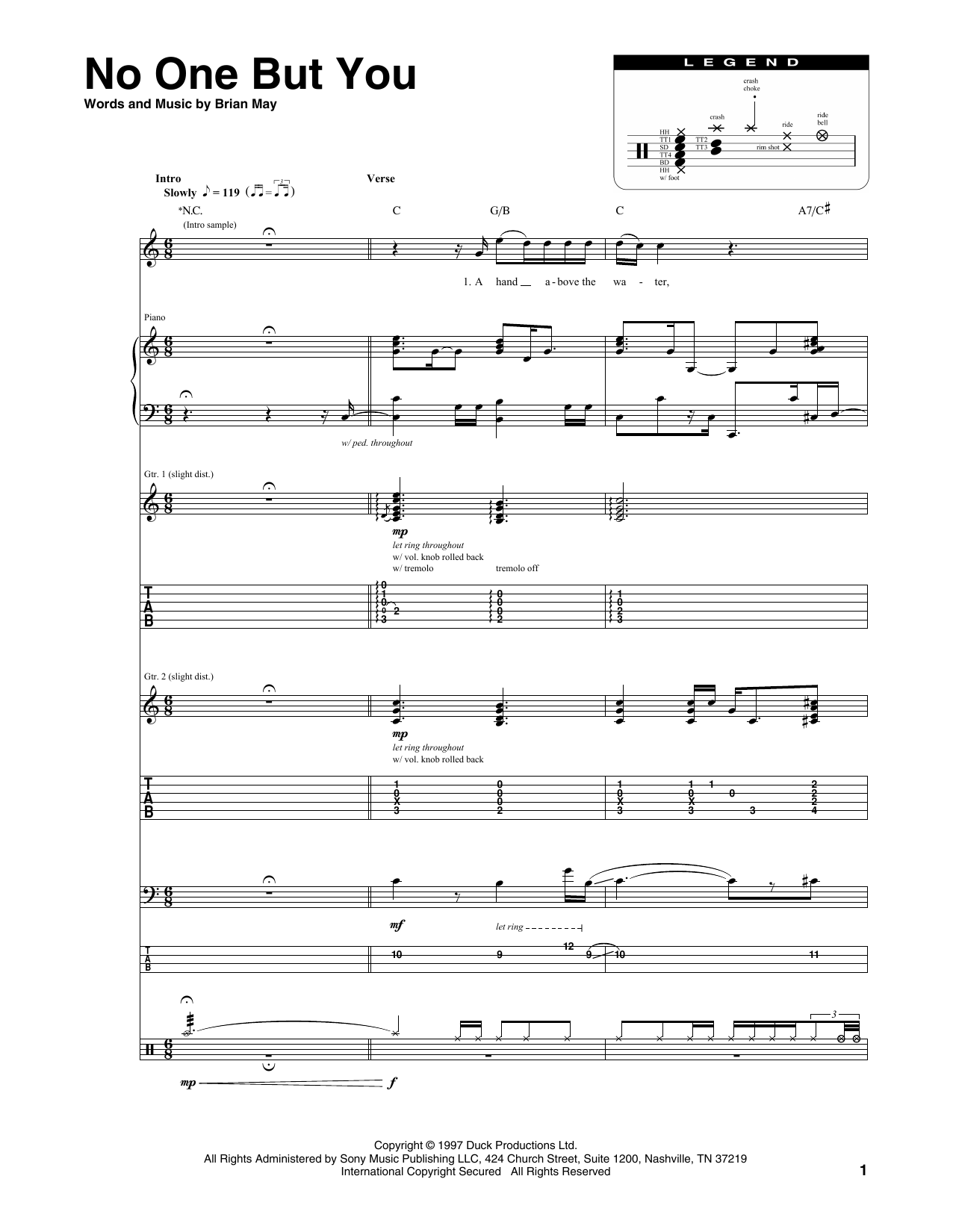 Queen No One But You Sheet Music Notes & Chords for Transcribed Score - Download or Print PDF