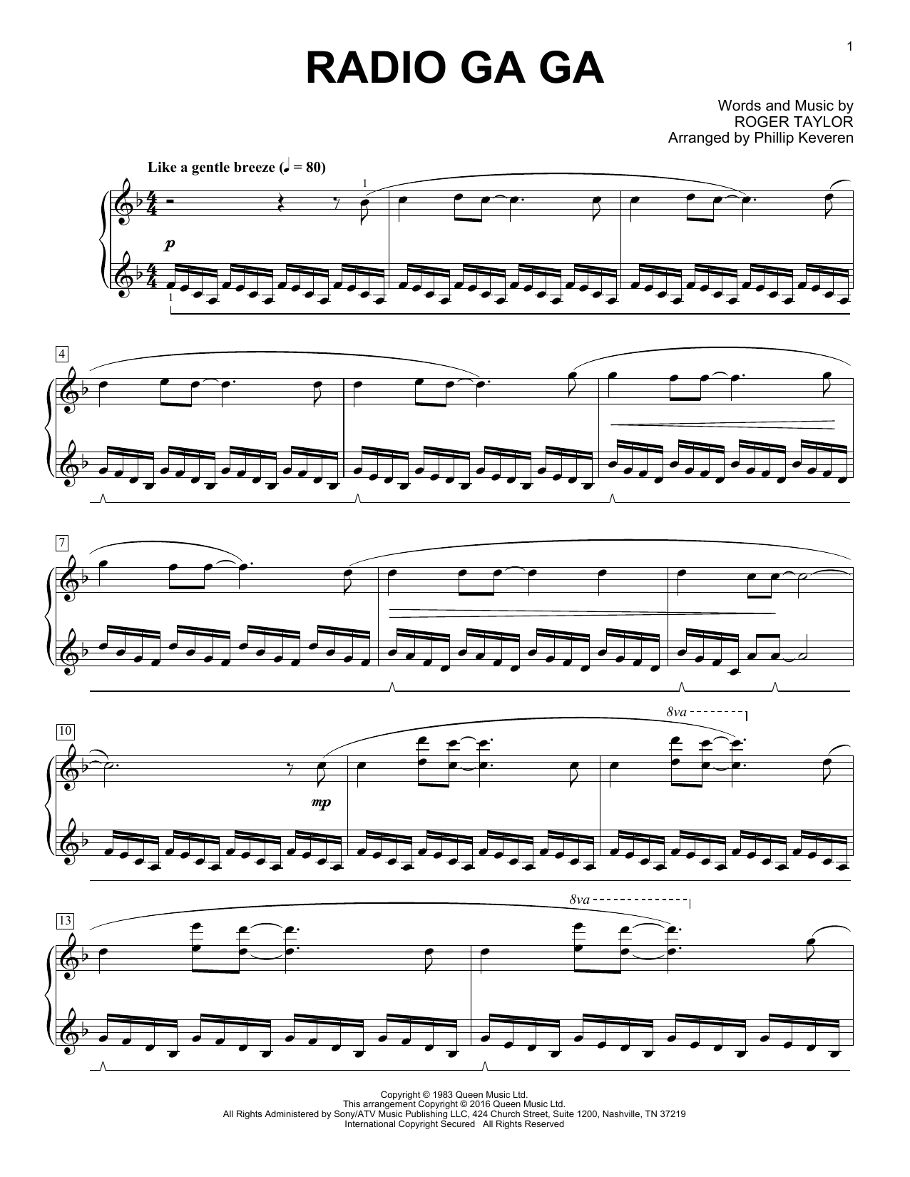 Queen Radio Ga Ga [Classical version] (arr. Phillip Keveren) Sheet Music Notes & Chords for Piano - Download or Print PDF