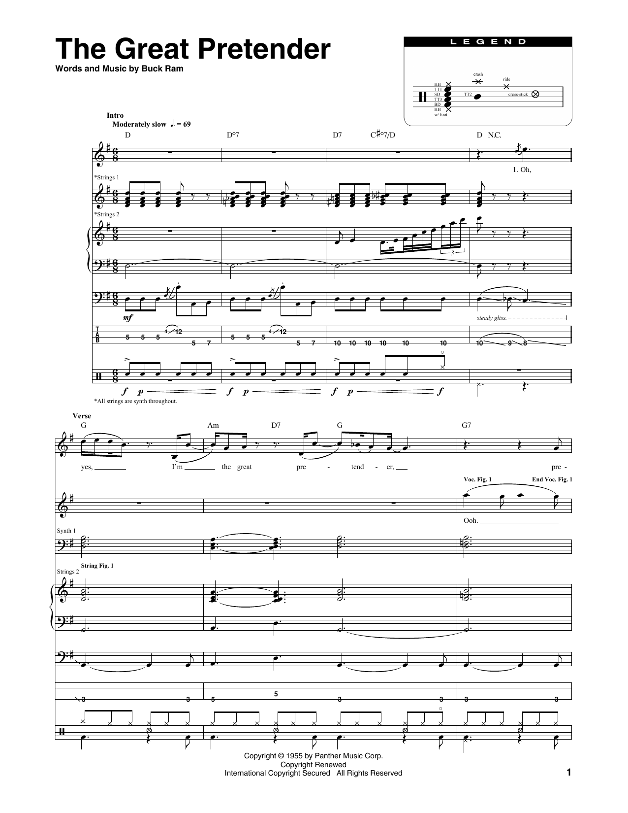 Queen The Great Pretender Sheet Music Notes & Chords for Transcribed Score - Download or Print PDF