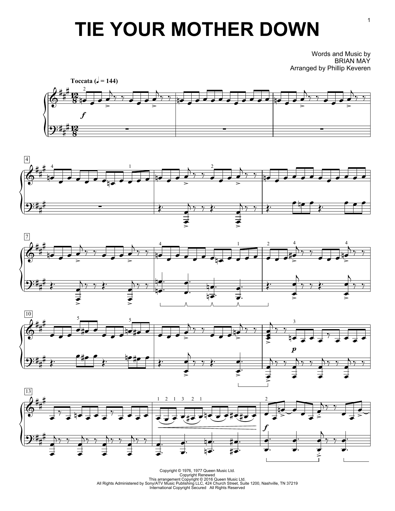Queen Tie Your Mother Down [Classical version] (arr. Phillip Keveren) Sheet Music Notes & Chords for Piano - Download or Print PDF