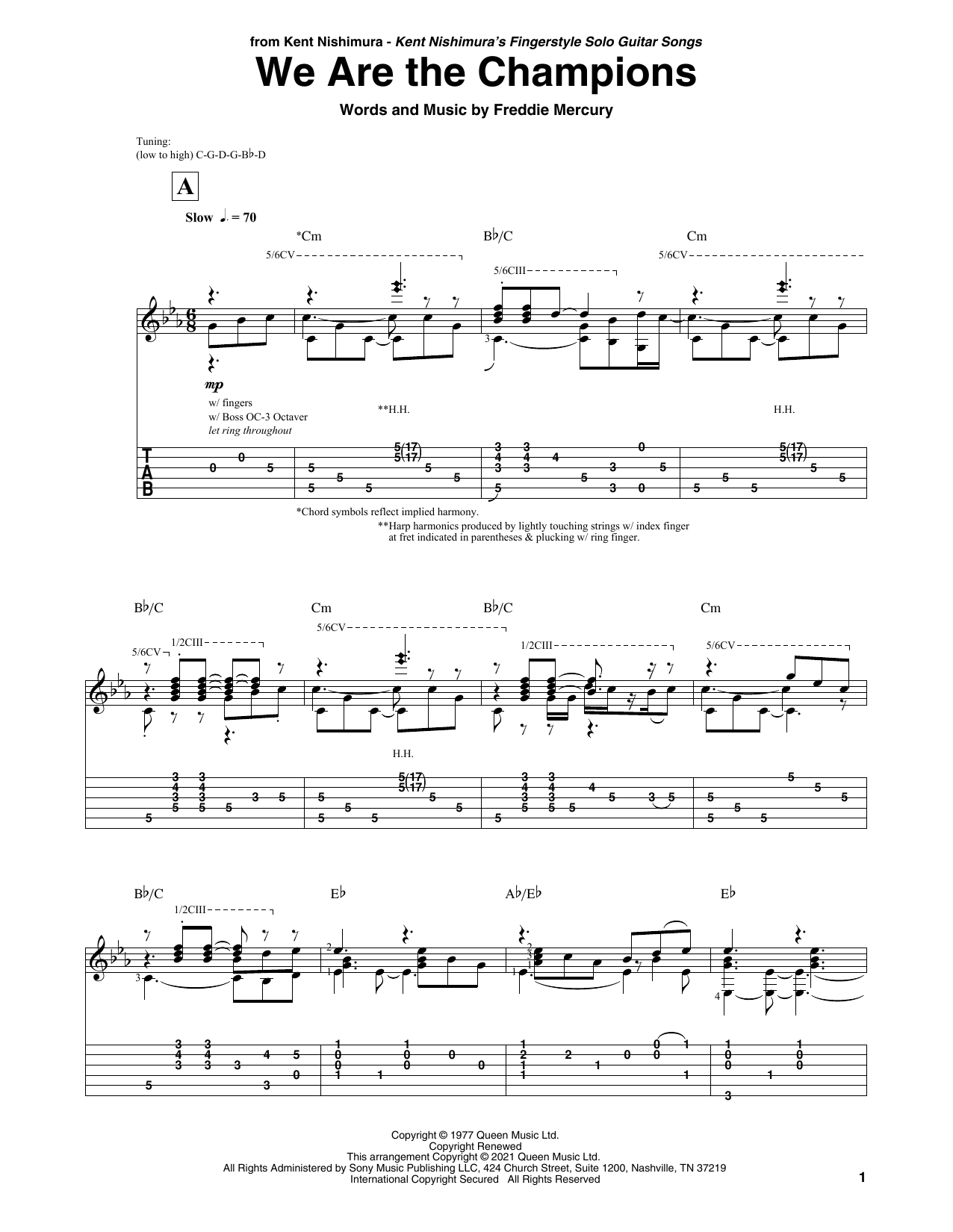 Queen We Are The Champions (arr. Kent Nishimura) Sheet Music Notes & Chords for Solo Guitar - Download or Print PDF