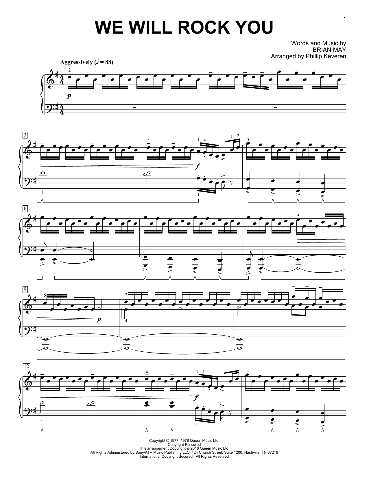 Queen We Will Rock You [Classical version] (arr. Phillip Keveren) Sheet Music Notes & Chords for Piano - Download or Print PDF