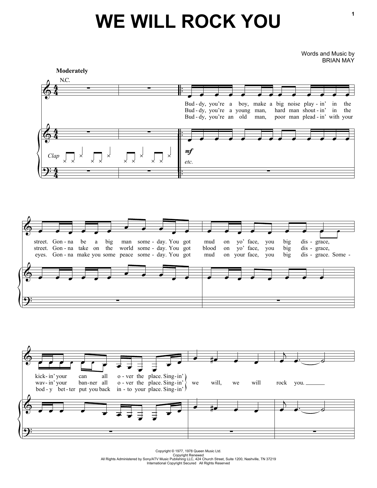 Queen We Will Rock You Sheet Music Notes & Chords for French Horn Solo - Download or Print PDF