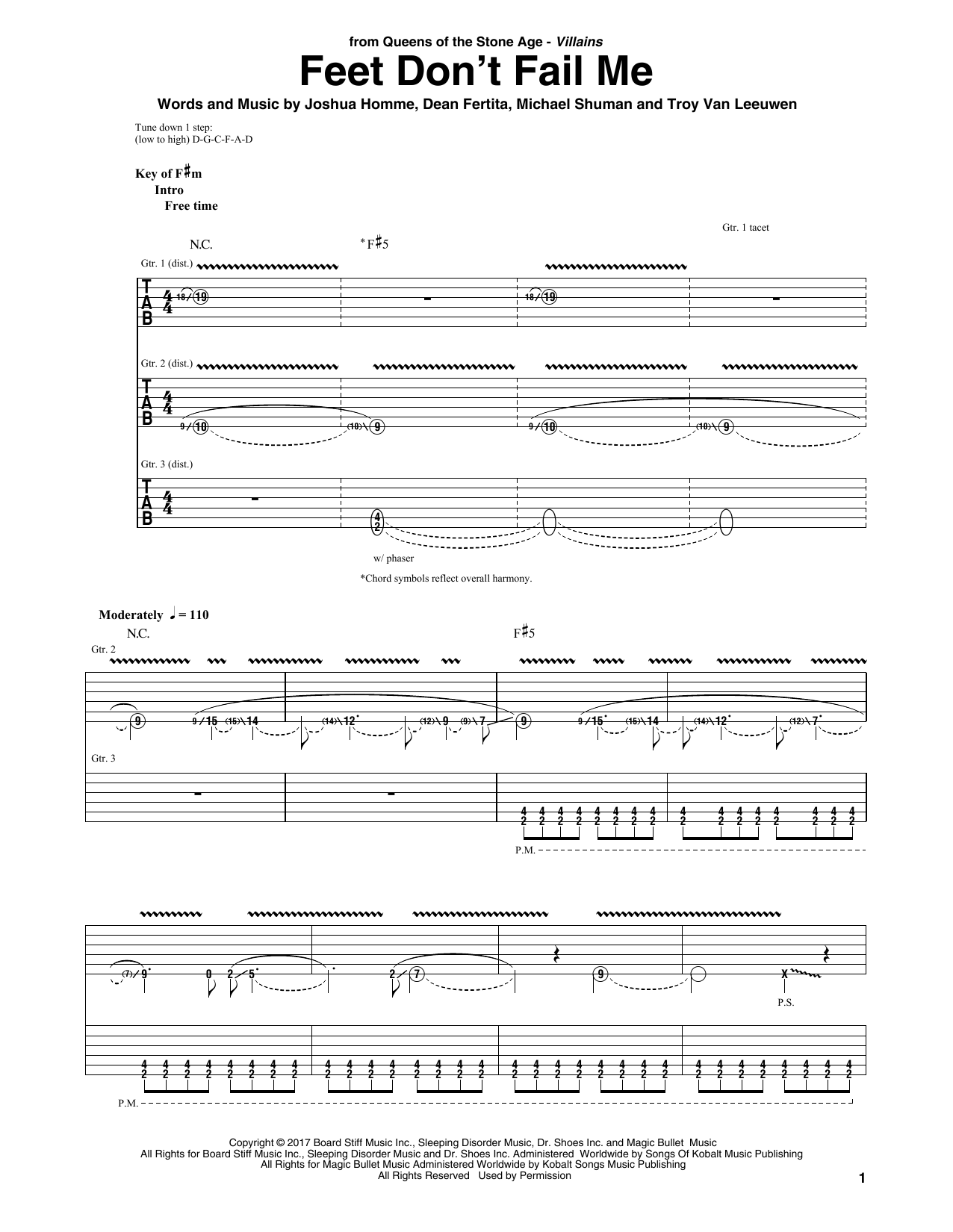 Queens Of The Stone Age Feet Don't Fail Me Sheet Music Notes & Chords for Guitar Tab - Download or Print PDF