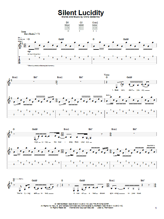 Queensryche Silent Lucidity Sheet Music Notes & Chords for Piano, Vocal & Guitar (Right-Hand Melody) - Download or Print PDF