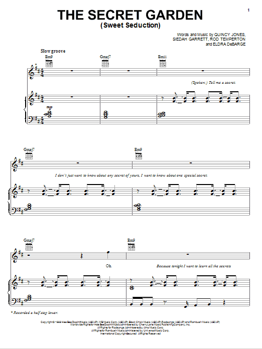 Quincy Jones The Secret Garden (Sweet Seduction) Sheet Music Notes & Chords for Piano, Vocal & Guitar (Right-Hand Melody) - Download or Print PDF