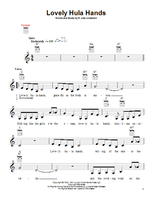 R. Alex Anderson Lovely Hula Hands Sheet Music Notes & Chords for Ukulele - Download or Print PDF