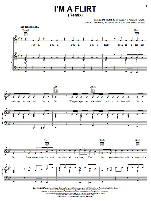 R Kelly I'm A Flirt Remix Sheet Music Notes & Chords for Piano, Vocal & Guitar (Right-Hand Melody) - Download or Print PDF