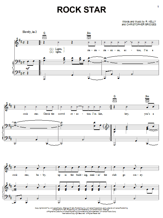 R Kelly Rock Star Sheet Music Notes & Chords for Piano, Vocal & Guitar (Right-Hand Melody) - Download or Print PDF