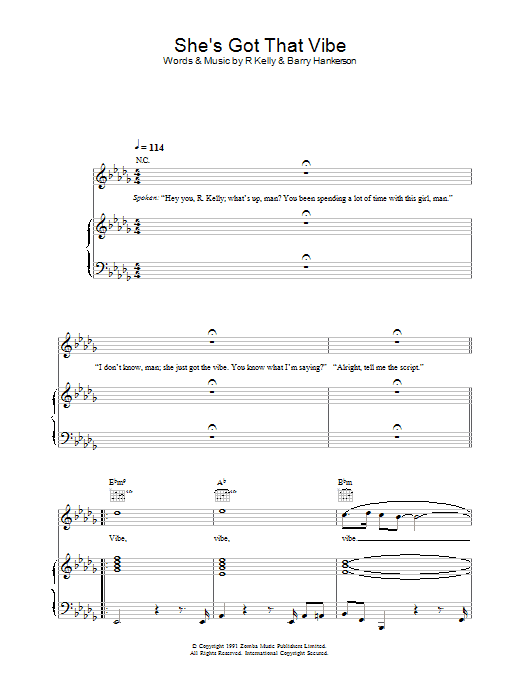 R Kelly She's Got That Vibe Sheet Music Notes & Chords for Piano, Vocal & Guitar - Download or Print PDF