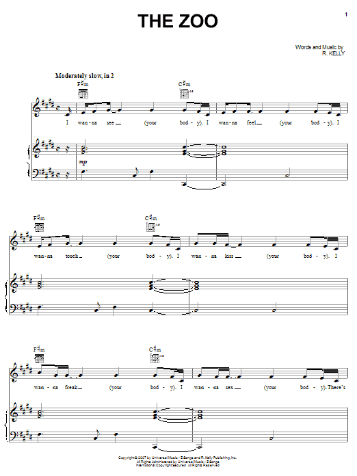 R Kelly The Zoo Sheet Music Notes & Chords for Piano, Vocal & Guitar (Right-Hand Melody) - Download or Print PDF