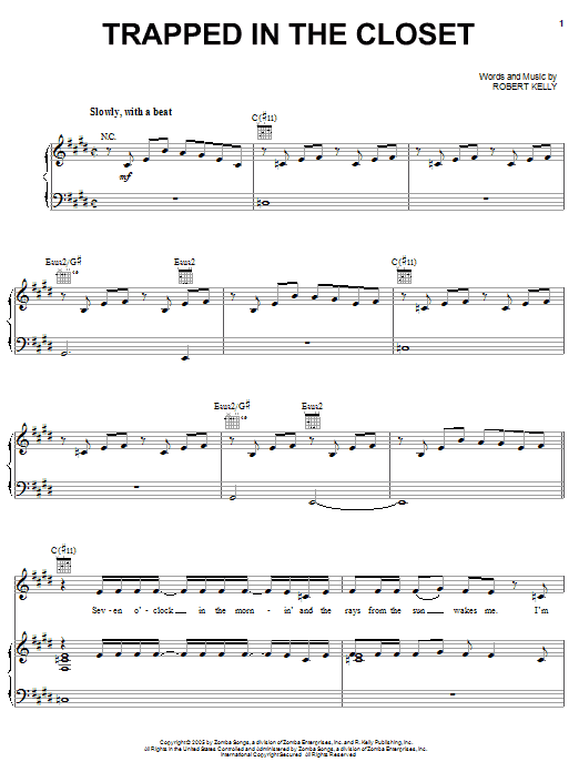 R Kelly Trapped In The Closet Sheet Music Notes & Chords for Piano, Vocal & Guitar (Right-Hand Melody) - Download or Print PDF