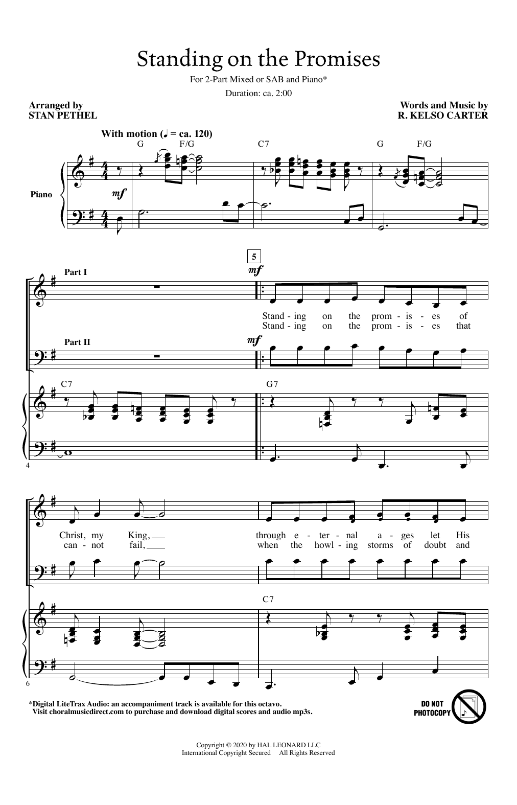 R. Kelso Carter Standing On The Promises (arr. Stan Pethel) Sheet Music Notes & Chords for Choir - Download or Print PDF