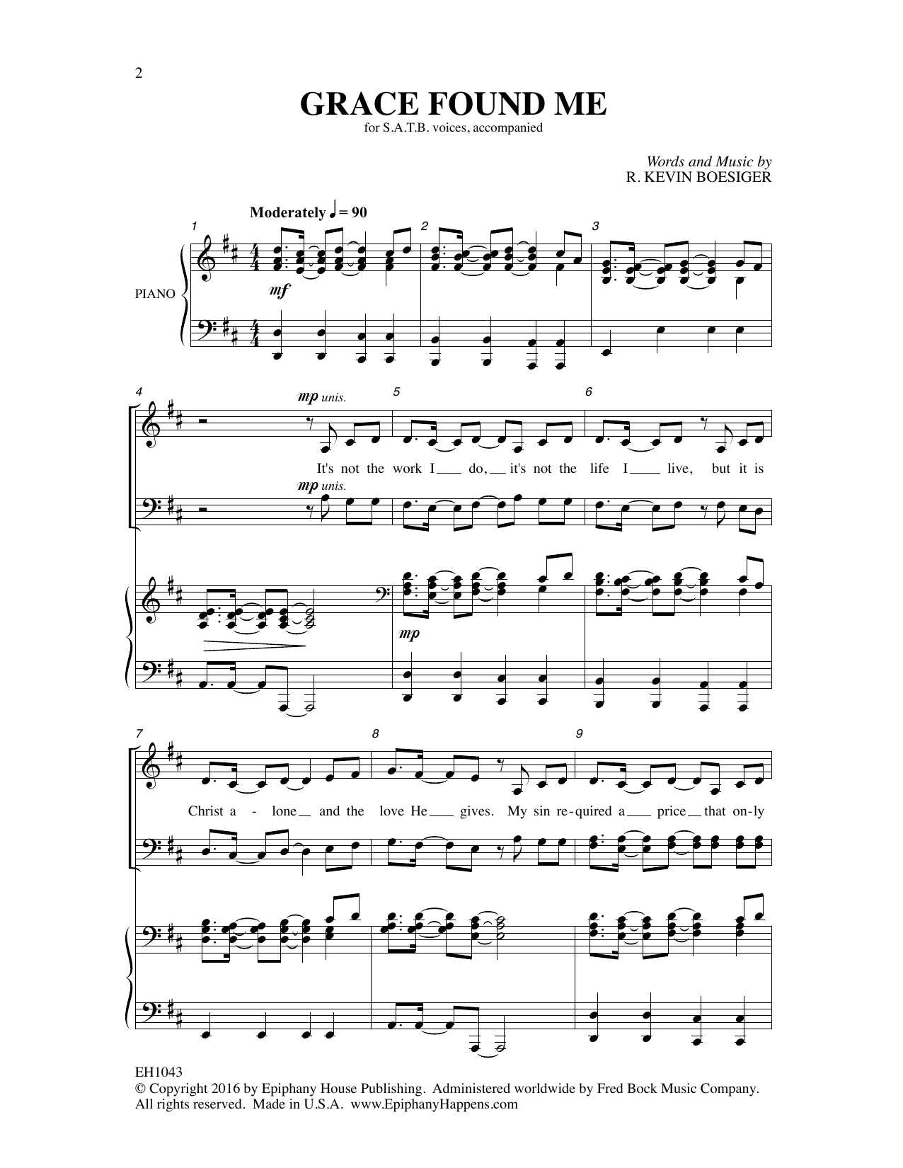 R. Kevin Boesiger Grace Found Me Sheet Music Notes & Chords for Choral - Download or Print PDF